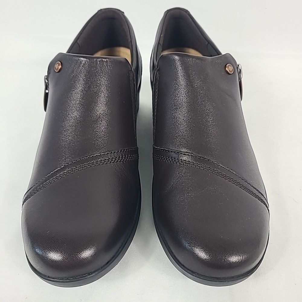 NEW Clarks Women's Suttyn Zip Chocolate Leather Shoes Sz 7.5 NIB (26180146) - Picture 2 of 8